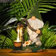 Statue de nain de jardin en résine imperméable avec lumière solaire pour la décoration de jardin extérieur   Eau pressée-2