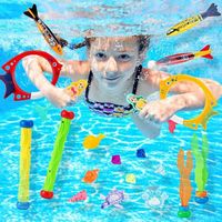 Nabance 25 Pièces Jouets De Plongée Piscine – Anneaux, Torpedos, Poissons, Bâtons, Pierres, Sac De Rangement, Entraînement Natation Enfant Été