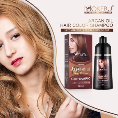 Mokeru-Shampoing colorant pour cheveux, coloration rapide, longue durée en  continu, brun foncé, couverture des cheveux gris, 500ml