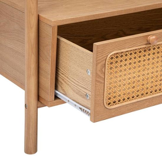 Armoire 2 Portes Tiria En Placage De Frêne Atmosphera - 92 X 40 X 150.5 Cm - Design Avec Rotin - 3