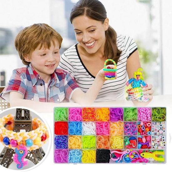 1600PCS Bricolage Enfant Elastique Bracelet Kit, Cadeau Fille 5-12