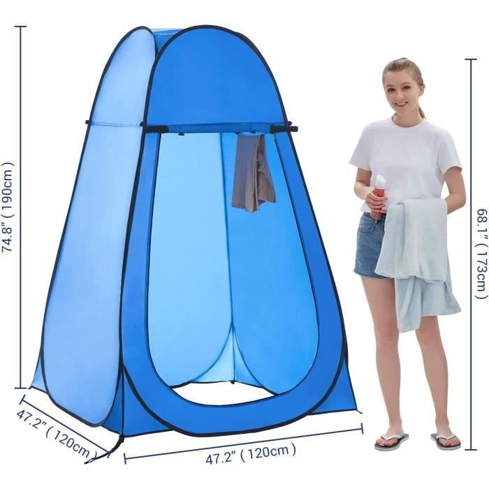 Tente Pop-up Douche Et Toilette – Cabinet De Changement 120x120x190 Cm, Avec Toit Moustiquaire, Imperméable, Pour Camping, Plage Et Jardin !