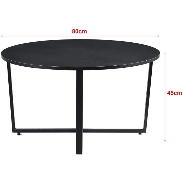 en.casa] table basse ronde avec plateau amovible panneaux de particules  textile métal effet noyer gris noir 40 x 60 cm - Conforama