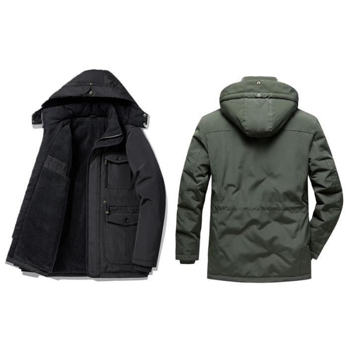 Manteau Homme D'hiver Mi-long Xnova – Capuche, Déperlant, Thermique, Coupe-vent, Parka Chaude