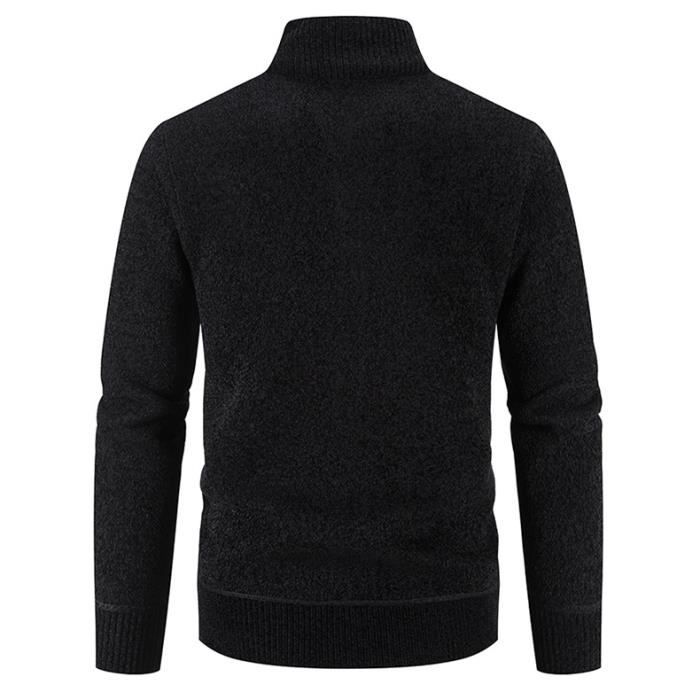 Gilet Chaud en Tricot Homme Col Montant Automne Cardigan Zippe
