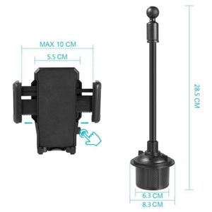 Support Téléphone Voiture Porte-Gobelet – Rotatif 360° Anti-Dérapant Extensible – Compatible Tous Smartphones