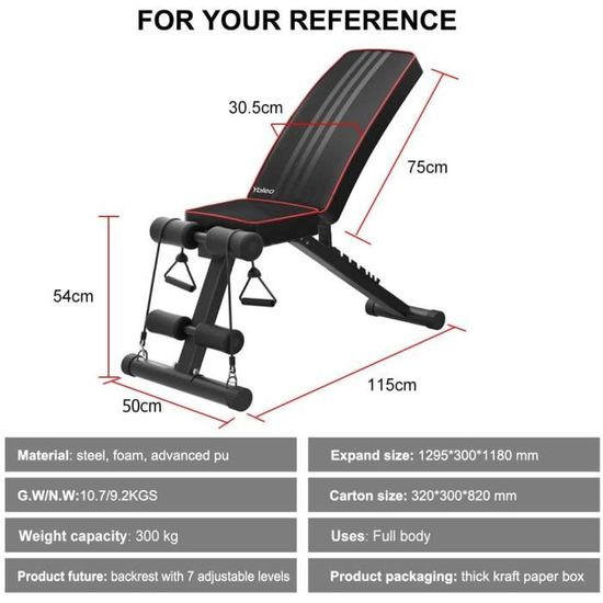 EJ.life Banc de musculation réglable Banc de Fitness Abdominal Assis d