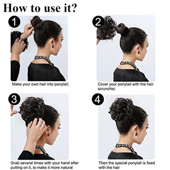 Chouchou Faux Cheveux Donut Postiche Chignons Ondulé Scrunchy Hair Bun Noir Foncé Achat Vente Perruque Postiche Chouchou Faux Cheveux Donut Cdiscount