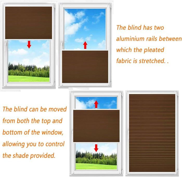 Store Plissé Sur Mesure Sans Perçage 65 X 70 Cm Opaque, Protection De La Vie Privée Store Plissé Sans Cordon Kit De Montage Inclus Pour Les Portes Et Les Fenêtres, Beige