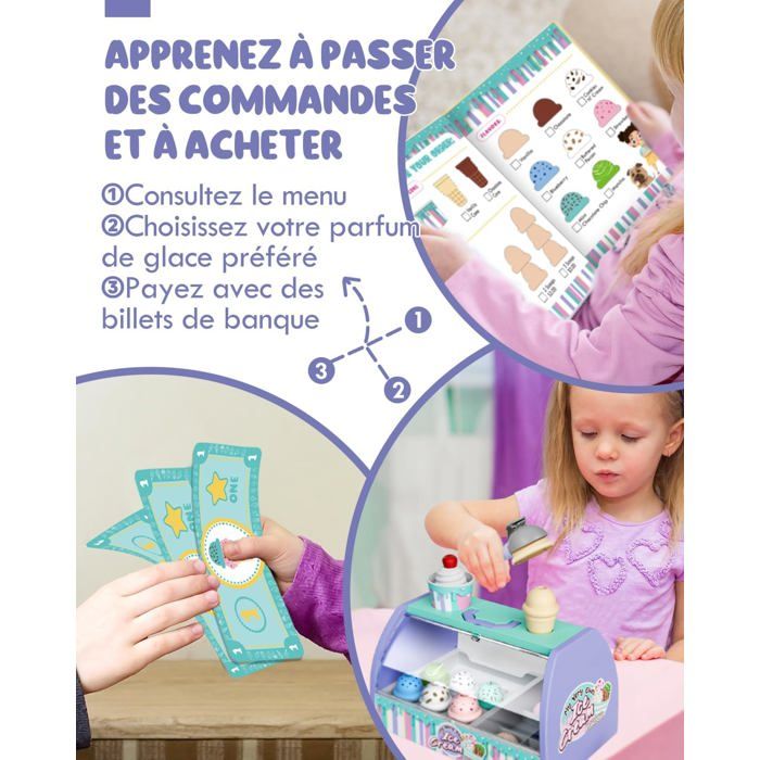 Lehoo Castle Accessoire Cuisine Enfant avec Hamburger, Dinette 3 Ans, Jouet Alimentaire Montessori 3+Ans, Cadeau Parfait pour Noël et Fête