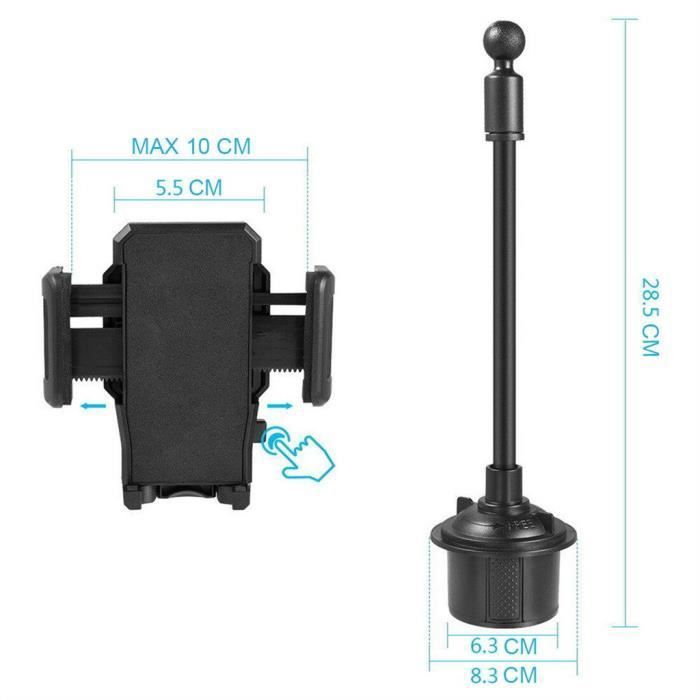 Support Téléphone Pour Porte-gobelet Voiture - Rotatif 360°, Verrouillage Auto - Compatible Tous Smartphones - 2