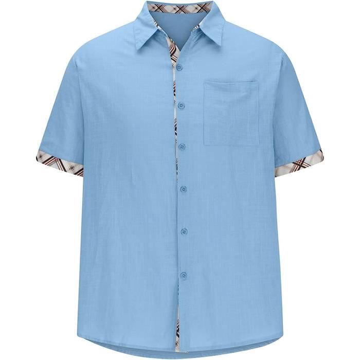 Chemise bleu deals manche courte