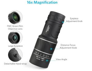 Monoculaire Bushnell PowerView 16x52 - Noir - Grossissement 16x - Neuf Sous Emballage