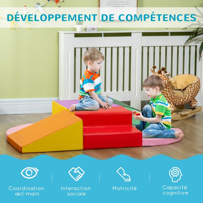 Lischwert – 6 Gros Blocs De Construction En Mousse Pour Enfants – Kit Château Multicolore – Jeu D’escalade Et De Motricité