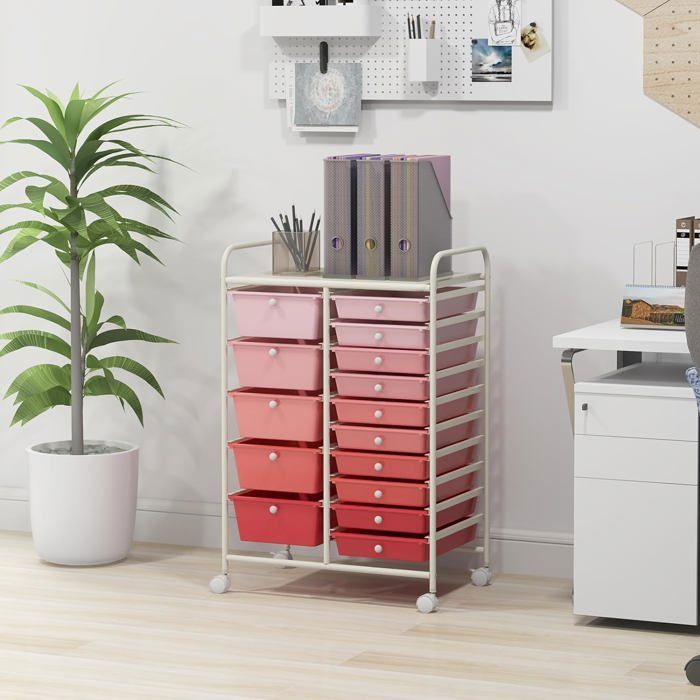 GOPLUS Tour de Rangement,Chariot de Rangement avec 15 Tiroirs A4 et 4 roulettes Universelle, pour Chambre, Bureau,62,5x37x87CM - Maison GOPLUS Tour de Rangement,Chariot de Rangement avec 15 Tiroirs A4 et 4 roulettes Universelle, pour Chambre, Bureau,62,5x37x87CM - Maison