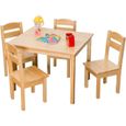 GOPLUS Table et 4 Chaises Enfants en Bois de Pin,Peinture Protectrice,66x56x48CM Multifonction pour Manger/Dessiner/Jouer-0