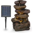 Fontaine de jardin solaire Blumfeldt Savona - Cascade - LED - Polyrésine - Batterie 5h - Aspect pierre-0