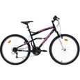 Vélo VTT 26'' Tout Suspendu Femme - Cadre Suspendu - Fourche télescopique - 18 Vitesses - Freins V-Brake-0