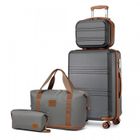 KONO Set de 4 Valises de Voyage Rigide Bagage Cabine 55cm avec Portable Vanity Case + Pliable Sac de Voyage pour Sport, Gris