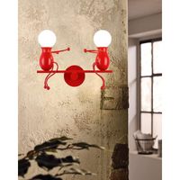 MOGOD Applique Murale d'éclairage Exquis Vintage E27 Lampe de Mur en Métal Rouge pour Chambre Bureau