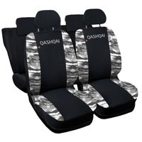 Lupex Shop Housses de siège auto compatibles pour Qashqai Noir Camouflage Clair
