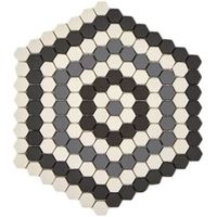 Mosaïque Décoration Pâte de Verre Hexagone Gris Noir Blanc Mat Carreaux de Mosaique Mur Miroir Mosaïque Cuisine Bain...