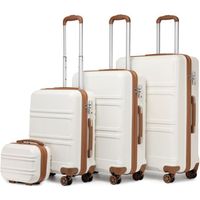 Kono Set de 4 Valises Rigide Bagage Cabine 55cm + Valise Moyenne 65cm+Valise Grande 74cm avec 4 roulettes et Serrure TSA+Vanity