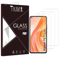 Tikawi x3 Verre trempé 9H Xiaomi Mi 11 Lite (6.55') Protection Ecran Haute résistance [Anti-traces] Film de protection x3
