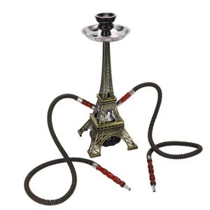CHICHA - NARGUILÉ PAR - ensemble de narguilé en métal de la tour de Paris Ensemble de narguilé à 2 tuyaux, Kit de narguilé en métal avec deco lit