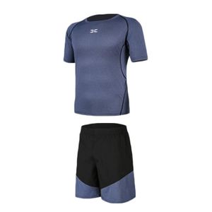 ENSEMBLE DE SPORT Ensemble de Vetement Sport Homme 2 Pieces T-shirt+Short Fitness Running Ete