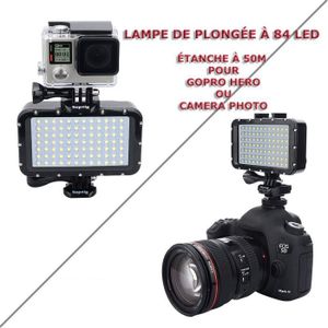 ECLAIRAGE MICROSCOPE ®cBOX Lampe de plongée 84 LED étanche 50m pour GoPro Hero 7 6 5 HERO (2018) 5S 4 4S 3 et Appareils photo reflex Canon Nikon Pentax