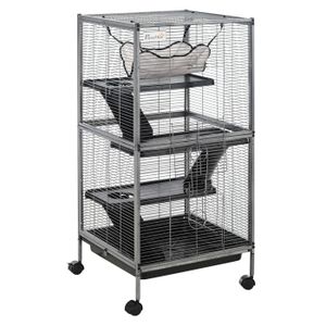 Cage pour petits animaux PawHut Métal 52x52x114cm Gris