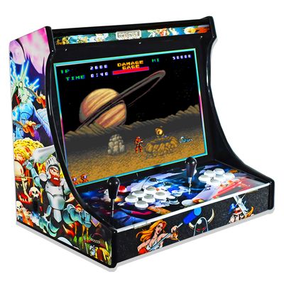 SJ@JX 2 joueurs Arcade Game Stick DIY Kit Boutons avec Logo LED 8 Way Joystick USB Encodeur Câble Contrôleur pour PC MAME Raspberry Pi Rouge Bleu