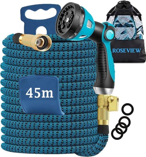 Tuyau D'Arrosage Extensible 30m – Ultra Flexible, Anti-Nœuds, 10 Modes De Jet + Raccords Laiton Solides
