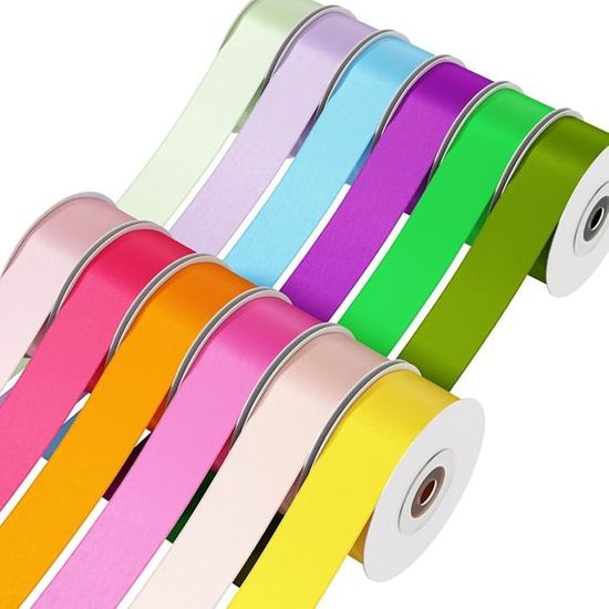 Accessoire Couture Fête 12 Rouleaux Ruban Satin - 10m X 25mm - 12 Couleurs - Pour Emballage