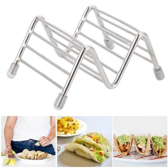 Support à Tacos En Inox FACULX - Pour 2 Tortillas - Gril Et Four Safe - Lavable Au Lave-vaisselle