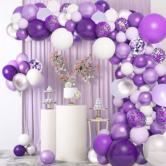 Arche Ballon Violet Noir Blanc, Ballons En Latex Macaron Violet Noir Blanc  5 10 18 Pouces Guirlande De Ballons De Fête Pour D[H1256] - Cdiscount Maison