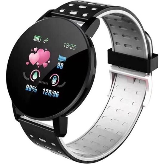 119 Plus Smart Bracelet Montre Fréquence Cardiaque Montre Intelligente Bracelet Smartwatch Pour Android IOS-argent