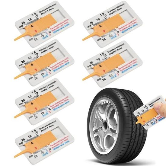 Jauge Profondeur Pneus 0-20mm - Outil Mesure Usure Bande Roulement - Pour Voiture, Moto, Van, SUV, Camion