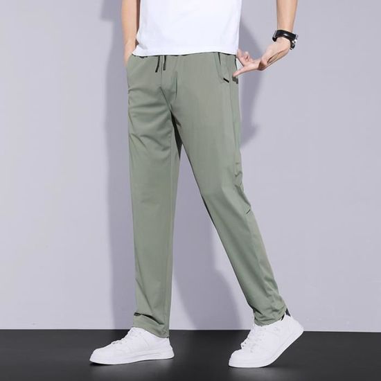 Pantalon Respirant Pantalon En Soie Glacée Respirant Séchage Rapide Unisexe Ample Non Moustique Taille Lastique Cheville T Vert 11 12 Ans Taille élastique