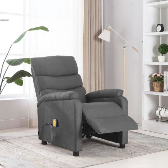 55360Mode- Fauteuil électrique de massage,Fauteuil inclinable TV sofa Fauteuil relax  Gris clair TissuTALLE:72 x 96 x 98 cm