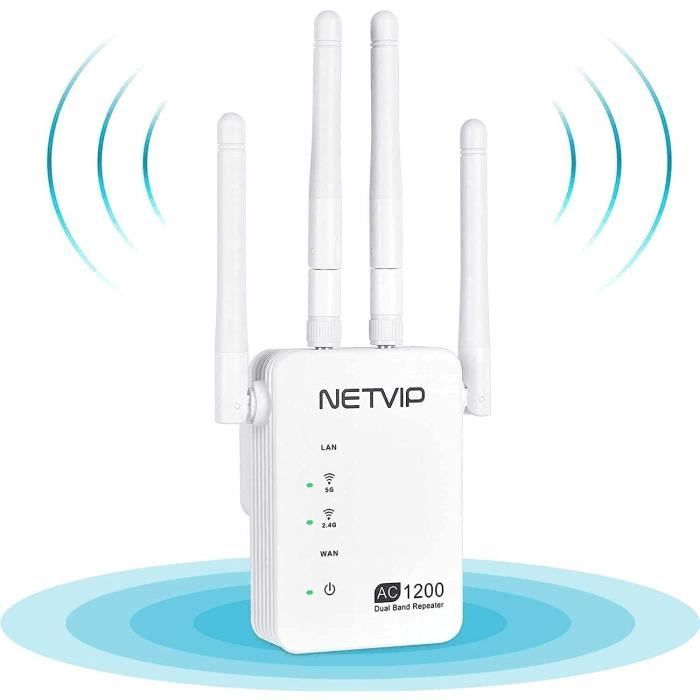 Anluomafuy Ripetitore WiFi 1200Mbps Dual Band 2.4GHz E 5GHz Con 4 Antenne, Extender Con Porta Ethernet Per Casa E Ufficio