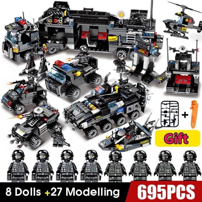 828 Pcs Ville Police SWAT Camion Blocs de Construction Ensembles Navire Véhicule INGs Technic DIY Briques Playmobil Jouets Pour Garç