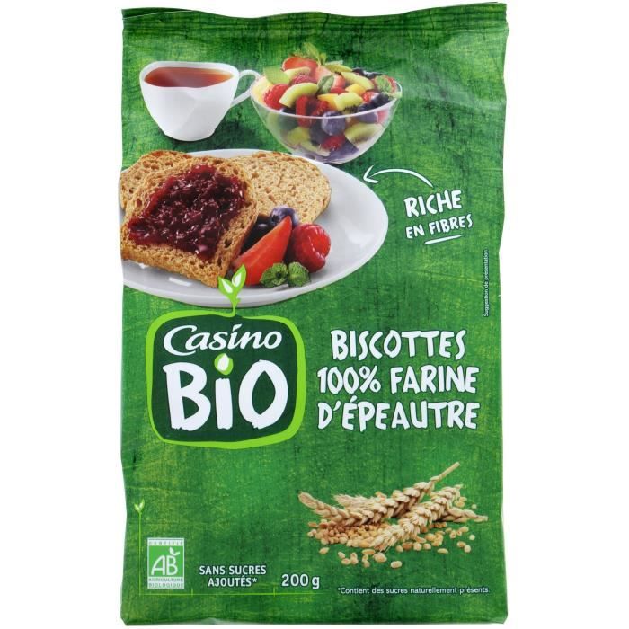 CASINO Biscottes à l'Epeautre Bio - 200G