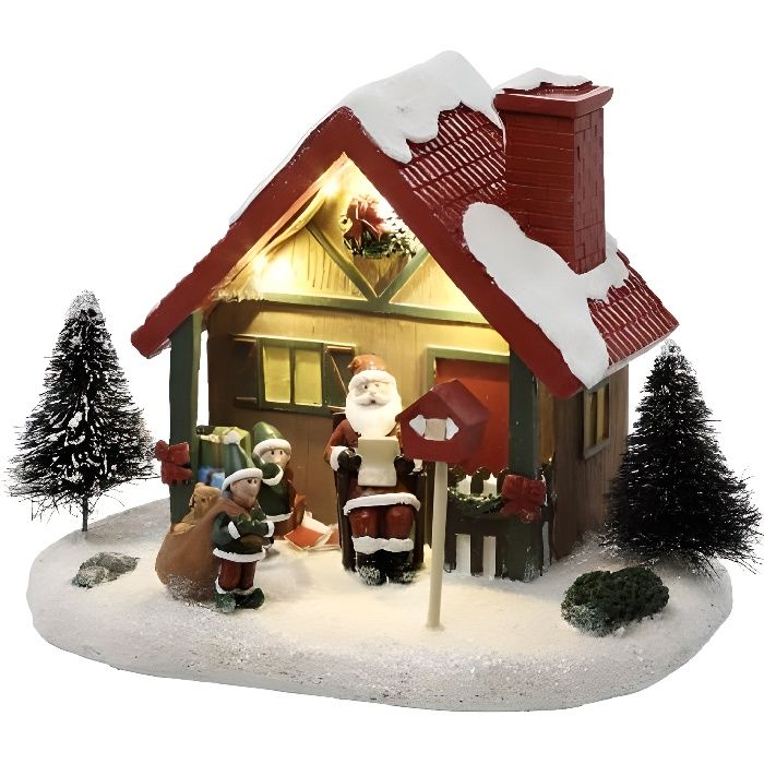 VILLAGE LUMINEUX DU PERE-NOEL 4 LED 15X10X12.5 CM