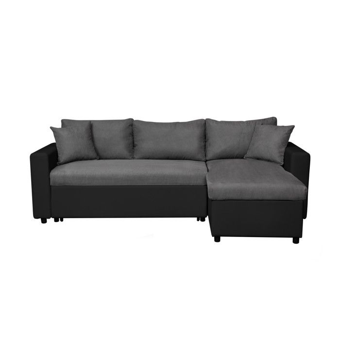 Canapé d'angle 3 places Noir Microfibre Moderne Confort