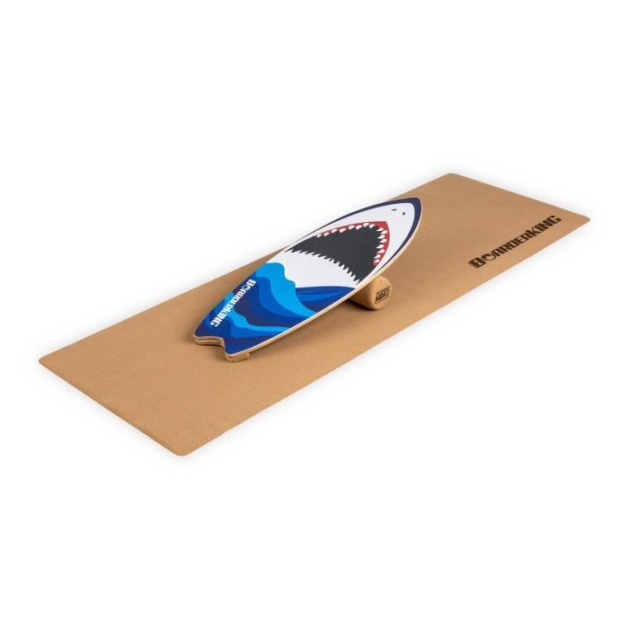 Appareil abdo - BoarderKING Indoorboard Wave Shark - Skateboard Surfboard Trickboard - Planche d'équilibre - Blanc - Bleu