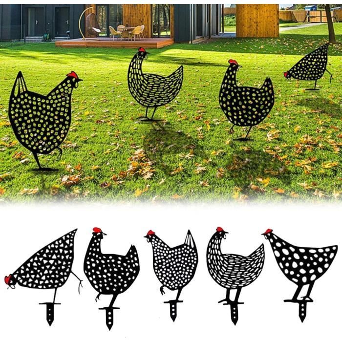 Décoration Jardin Silhouette Exquise de Poulets ,Plancher de Pelouse réaliste Art de Cour de Poulet piquets de Jardin décoratifs