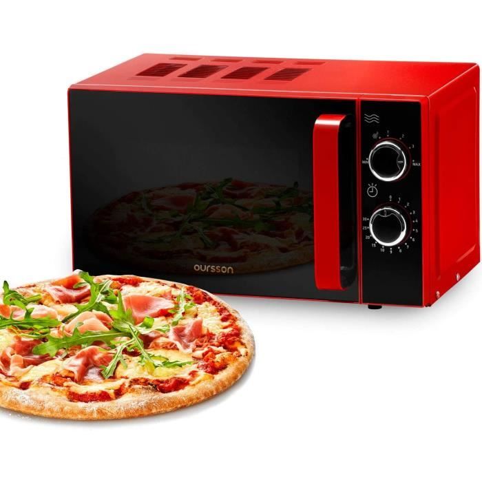 Oursson Micro-Ondes Rouge avec la porte miroir, 4 Ans Garantie, 20 litres, 700 Watts, MM2005/RD (Rouge)