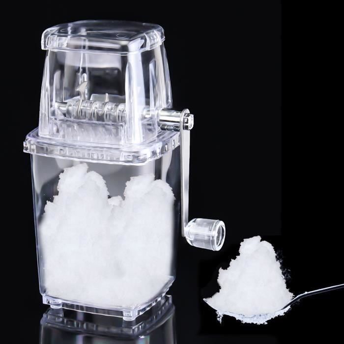 Portable Machine Broyeur à Glace Pilée Granité - Broyage Manuel - ABS Plastique - Transparent